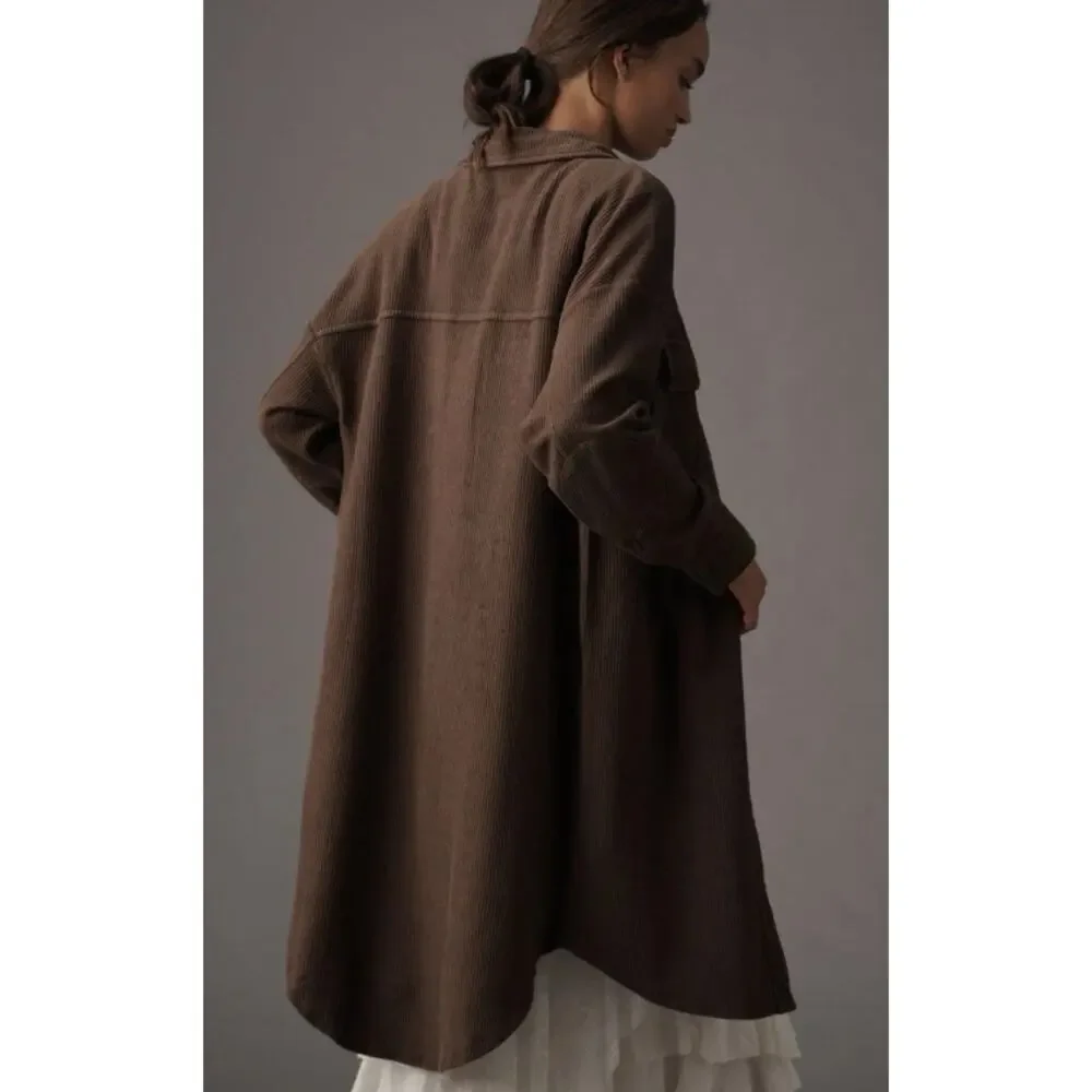 NWT Anthropologie Pilcro Duster Brown Shacket - Size Medium - Picture 3 of 4